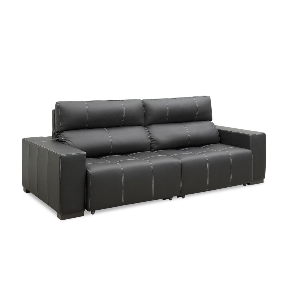 Sillón cama Madrid - 4 Cuerpos 100% Cuero Charcoal