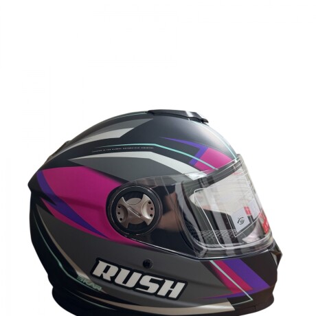 CASCO DE MOTO RUSH INTEGRAL NEGRO MATE, GRIS, ROSADO