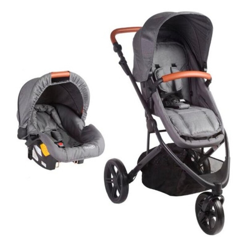 Coche de bebé + silla para auto Bebesit Travel System Trek 3 ruedas Gris