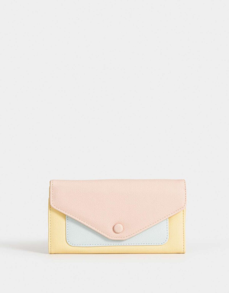 Billetera Fichero De Cuerina Colorblock - Combinacion Tricolor 