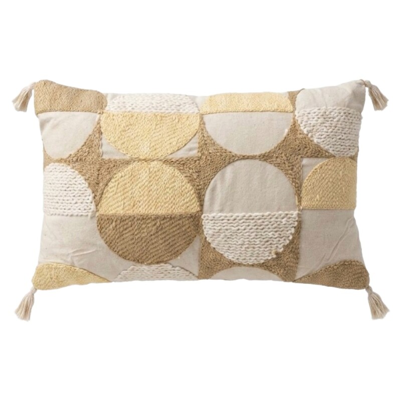 COJIN RECT BEIGE COMB C/BORLAS 30X50CM Unica