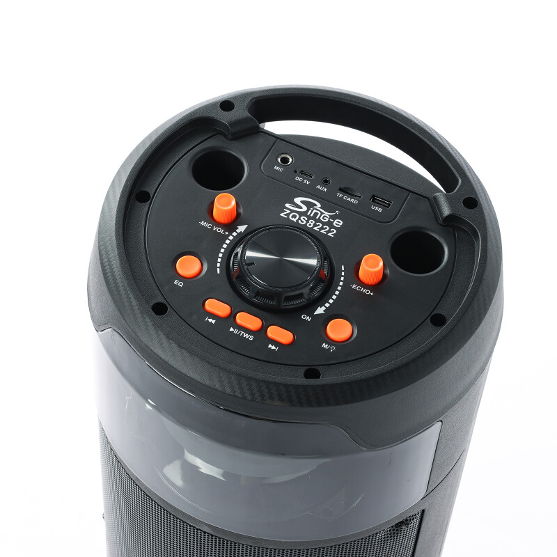Parlante torre portatil bluetooth ZQS8223 con efecto de luces 2 x 8" con micrófono Parlante torre portatil bluetooth ZQS8223 con efecto de luces 2 x 8" con micrófono