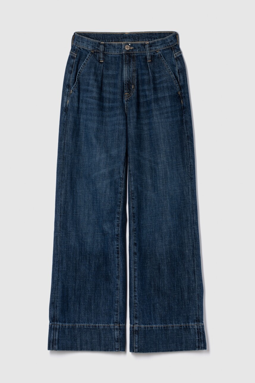 Jean Wide Leg Tiro Alto Mujer Dark Wash