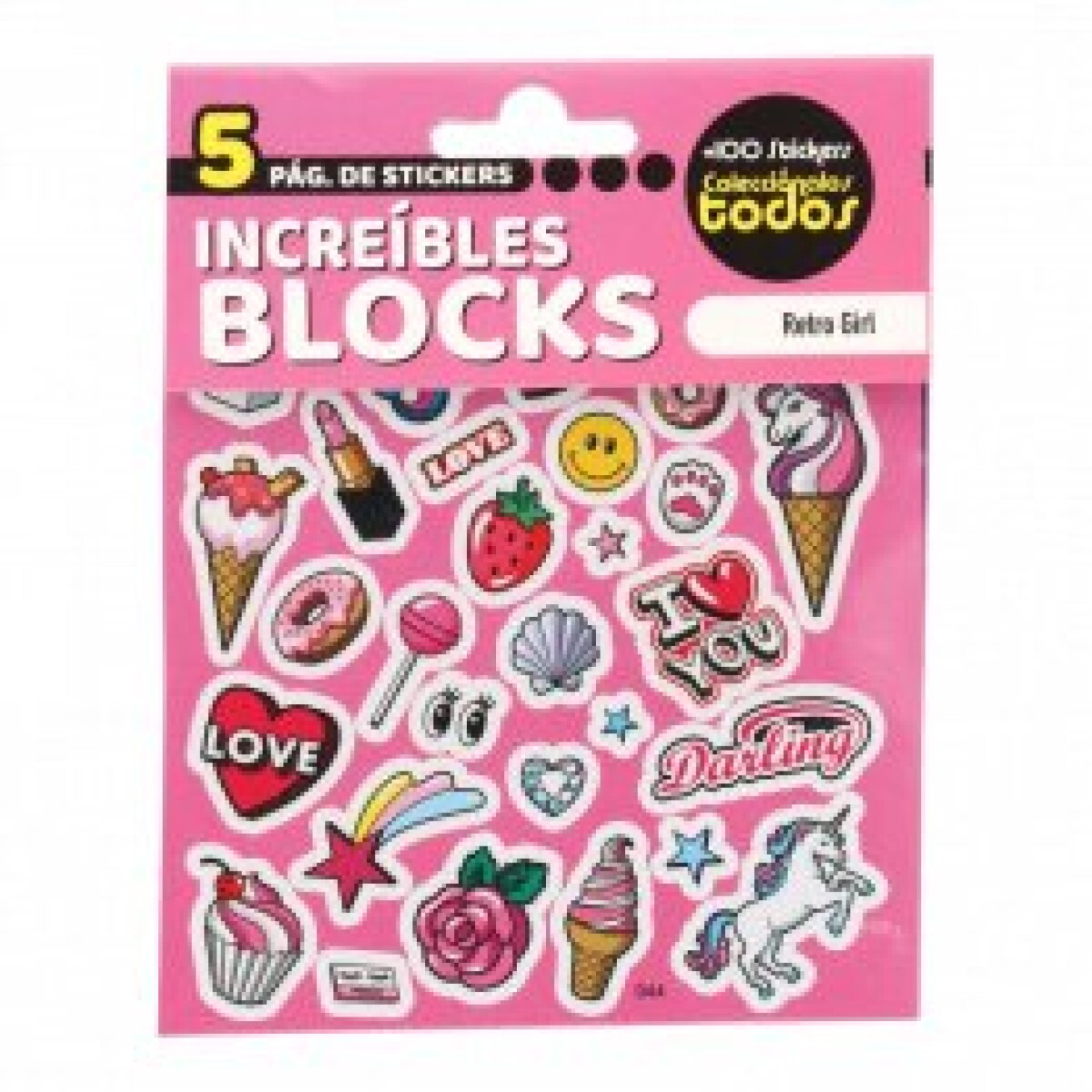 Stickers en Block de 5 Hojas - Chica Retro 