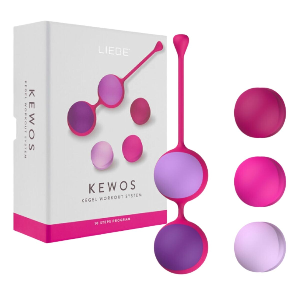 Bolas Kegel Ejercicios Pélvicos x5 Kewos - Fucsia y Violeta 