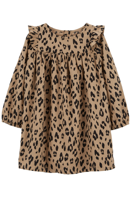 Vestido de sarga diseño leopardo Sin color