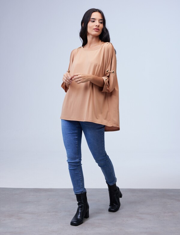 Blusa Oversize Manga Aros TOSTADO