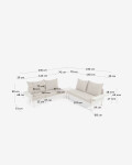 Set exterior Zaltana de sofá rinconero y mesa aluminio acabado pintado blanco mate 164 cm