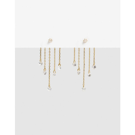 Aros Colgantes Cubic Zirconia Dorado