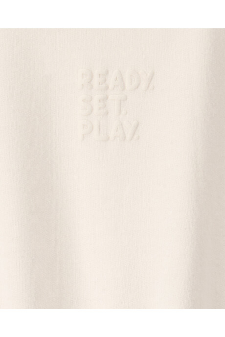 Buzo de algodón, color marfil, estampa en relieve Ready Set Play Sin color