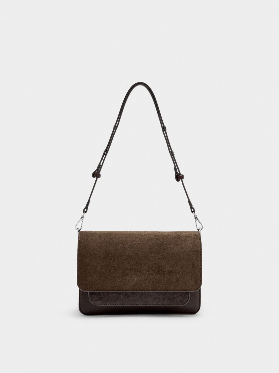 Bolso Bandolera Con Solapa - marron 