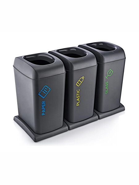 CONTENEDOR CON BASE PARA RECICLAR NEGRO