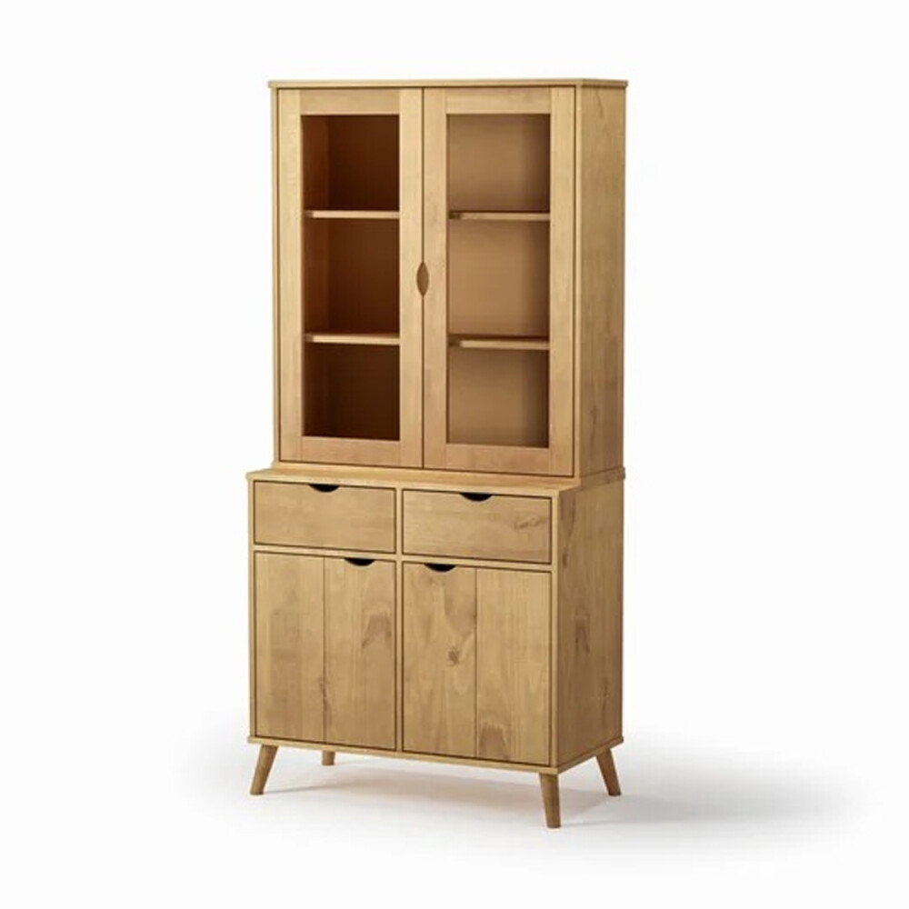 CRISTALERO 4 PUERTAS 2 CAJONES COPERO BOTELLERO ARMARIO ESTANTERÍA EN MADERA MACIZA MADERA