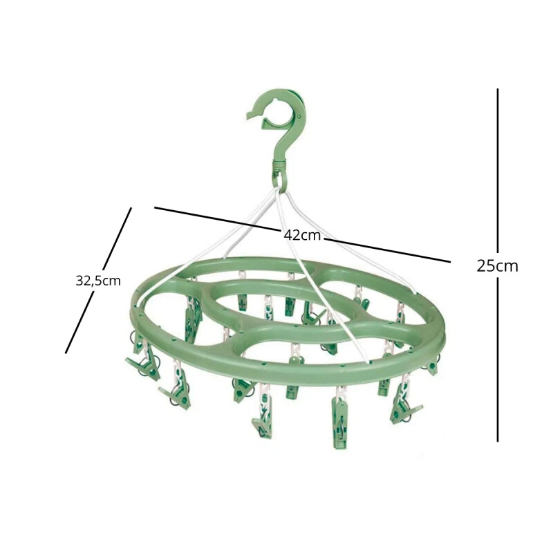 Tendedero portátil 24 palillos ovalado plástico VERDE