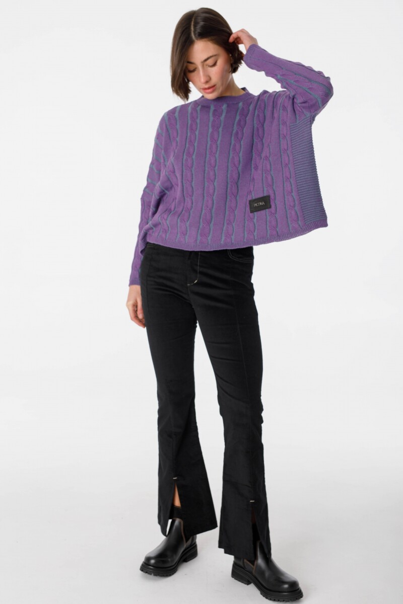 Sweater Oceano Crop Petroleo/Violeta