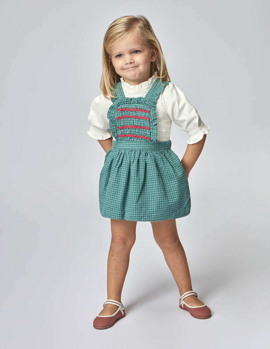 Pichi Cuadro Vichy Con Smock - Verde 