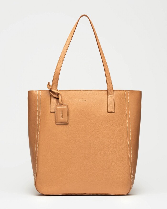 Shopper Vera en cuero vegetal liso Vaqueta