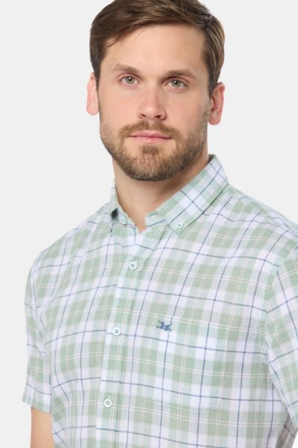 CAMISA CUADROS DE LINO Verde