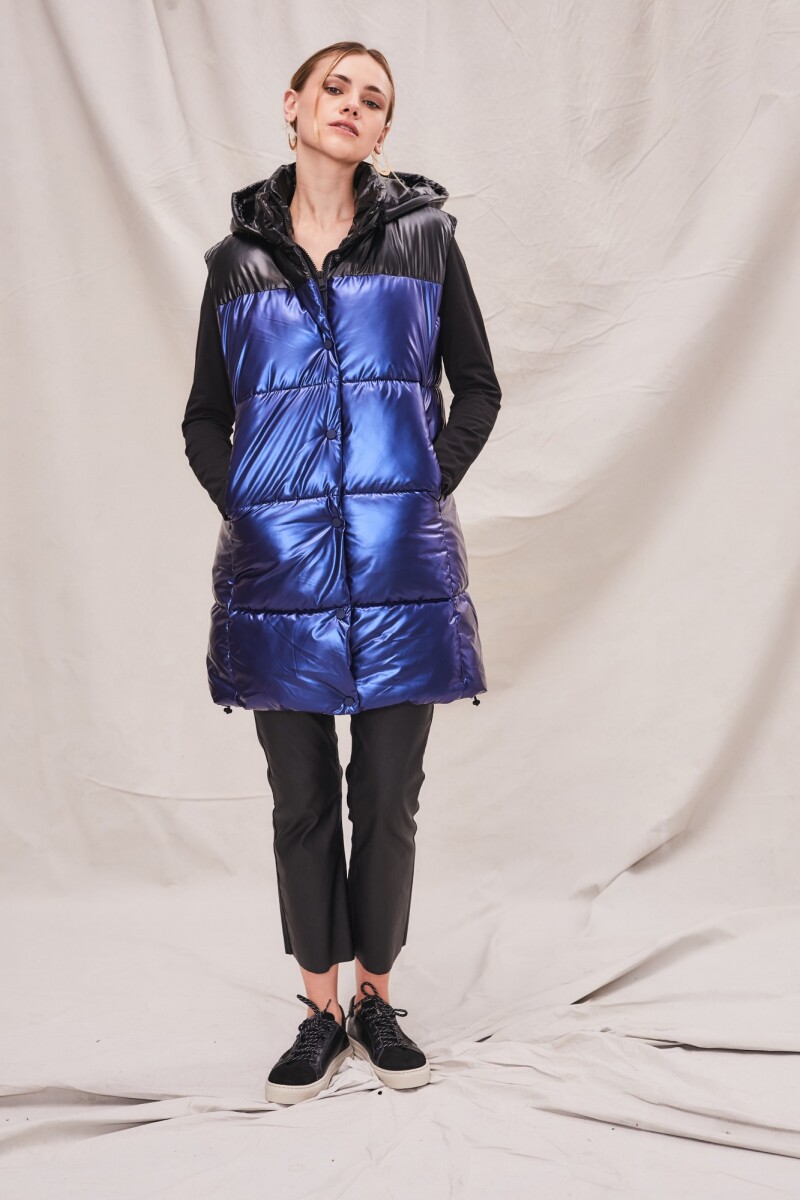 Chaleco Largo Combinado Azul