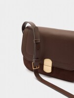 Bolso Bandolera Efecto Piel Con Solapa marron