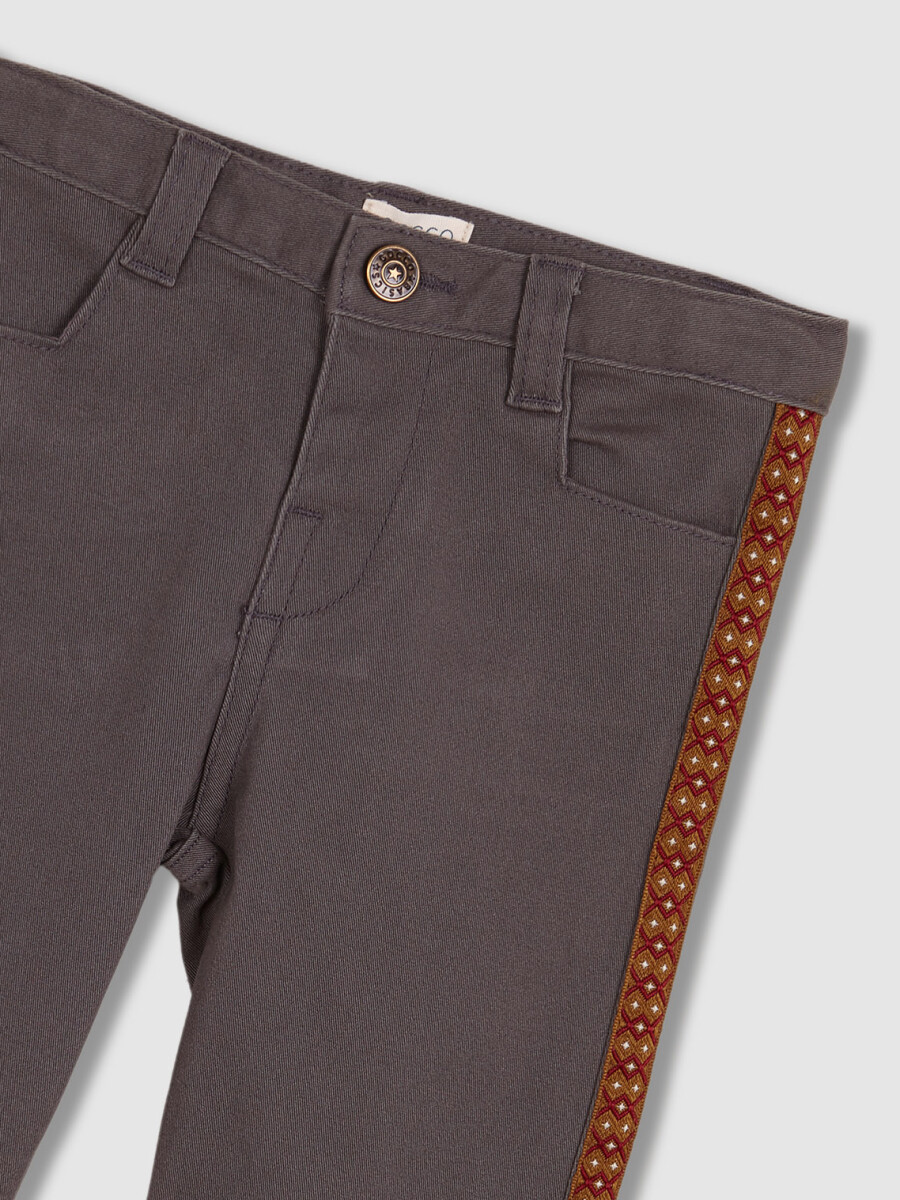 Pantalon Campana Con Cinta Lateral Gris Marengo