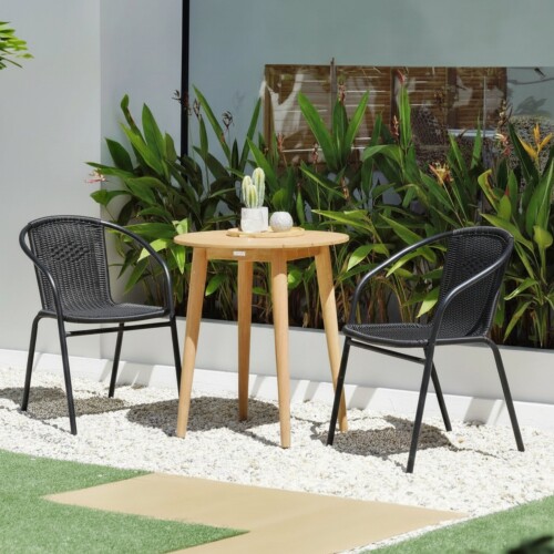 Sillas Símil Rattan con Mesa de Eucaliptus - Nassau Negro