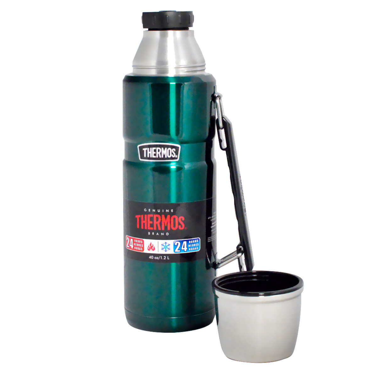 Termo Thermos King Acero Inoxidable 1.2 lts con Manija - VERDE-OSCURO 