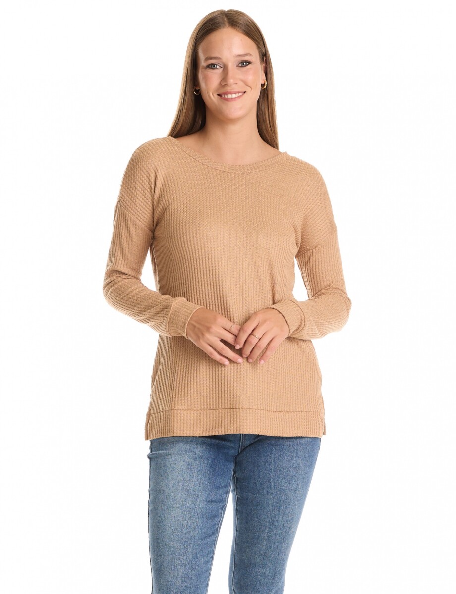 Remera Thermal Ribs - Tostado 