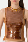 TOP SEQUINS Caramelo