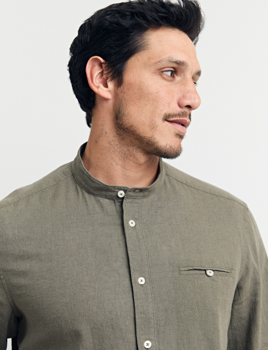 011954 CAMISA HARRINGTON LABEL LINO Oliva
