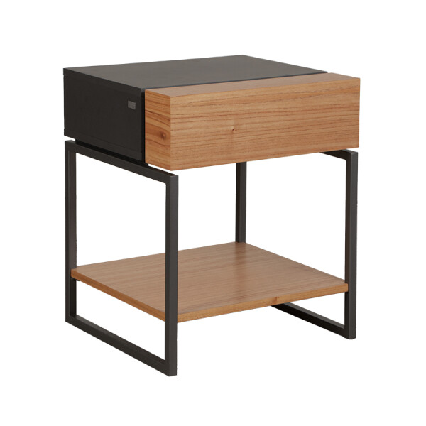 MESA DE LUZ 1 CAJON - ESTANTE GRAFITO Y MADERA CLARA MESA DE LUZ 1 CAJON - ESTANTE GRAFITO Y MADERA CLARA