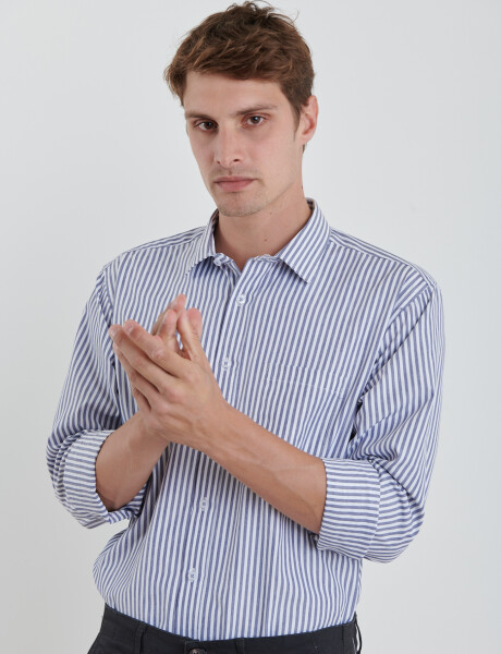 012626 CAMISA HARRINGTON LABEL Blanco/azul