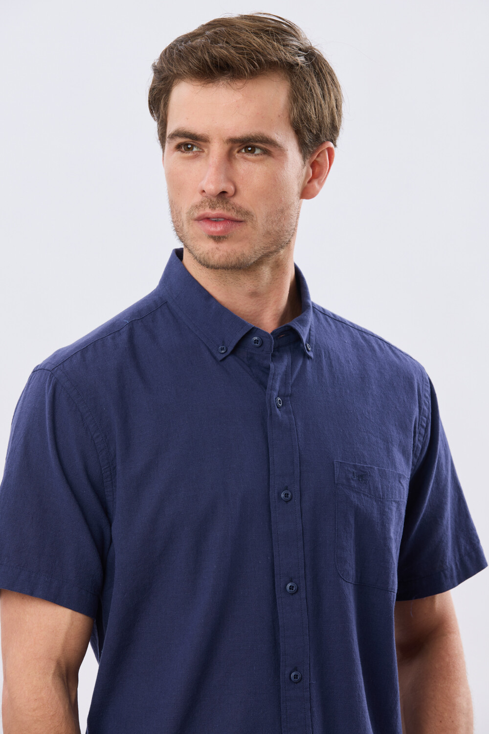 CAMISA LISA DE LINO Azul