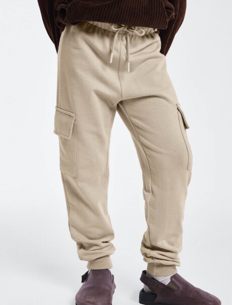 PANTALONES DEPORTIVOS CON CINTURA ELÁSTICA BEIGE