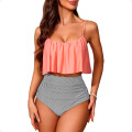 Malla Bikini de Dos Piezas De Tiro Alto Rosa