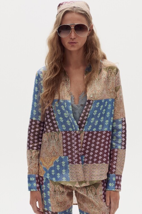 Camisa San Marino en Lino Metalizado Padma Gold Print