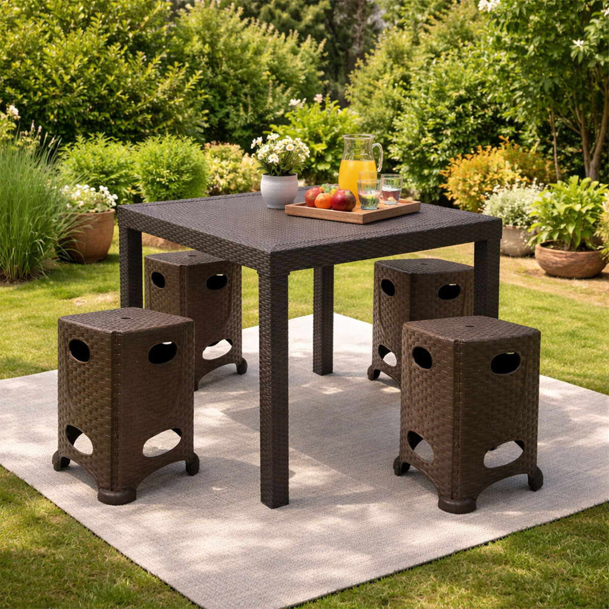 Juego De Comedor Exterior Con 4 ansientos 