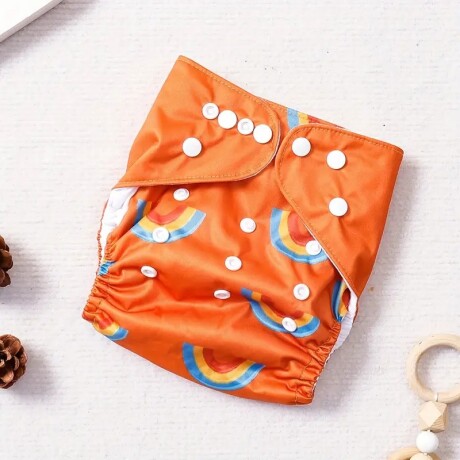 Pañal ecológico waterproof con inserto incluído Arcoiris naranja