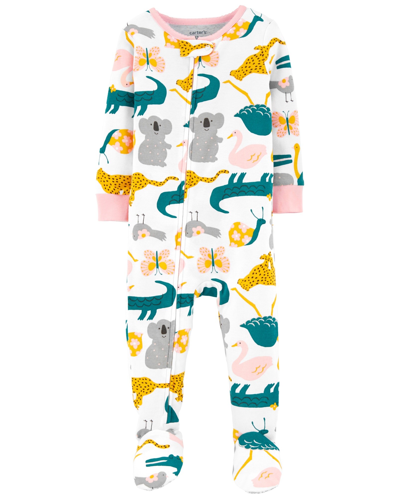 Pijama de Algodón de Una Pieza con Pie y Ajuste 100% Perfecto Animales 0