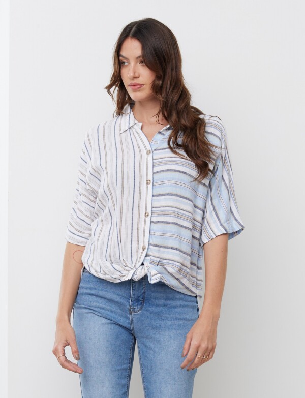 Camisa Lino Botones CELESTE/MULTI