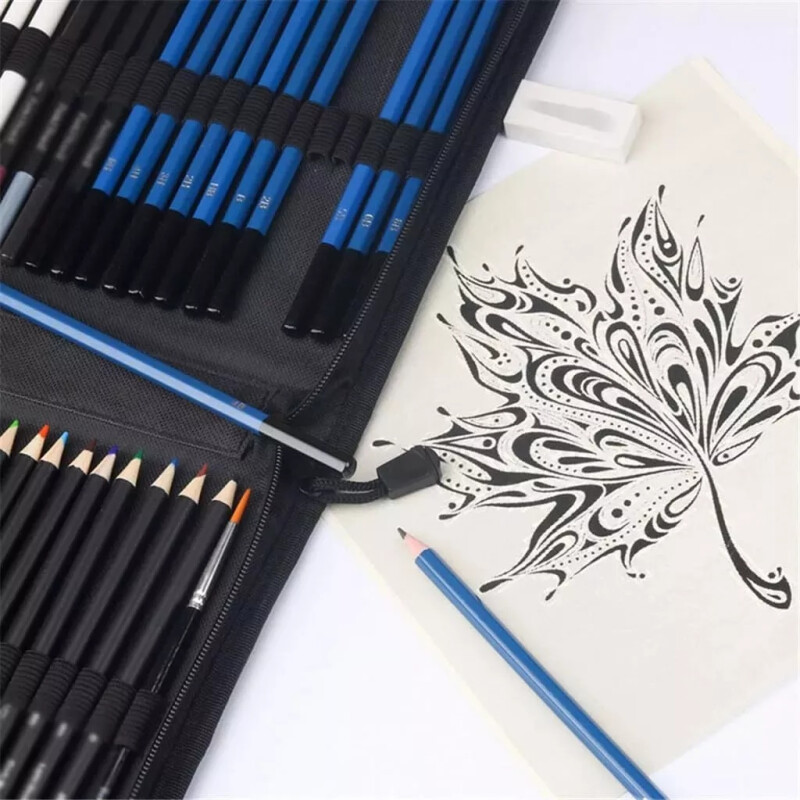 Kit Dibujo Técnico Piccoly 72 Piezas Con Estuche Negro