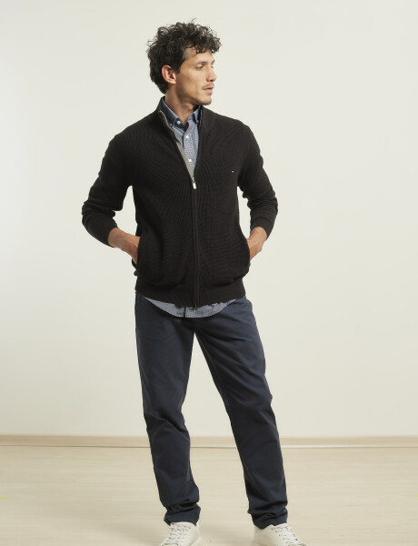 Cardigan Punto Harrington Label Negro