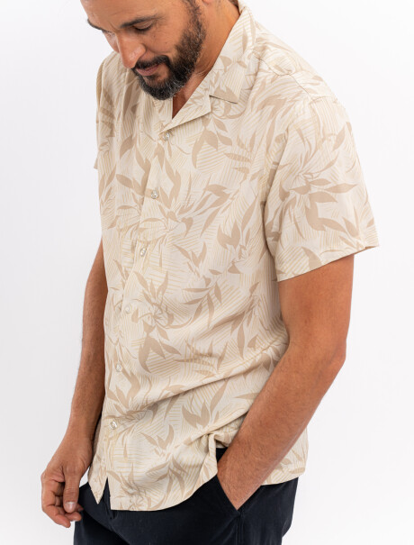 Camisa m/c estampada beige