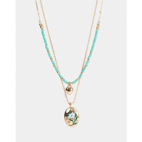 Collar Corto Multicadena Con Dijes Dorado
