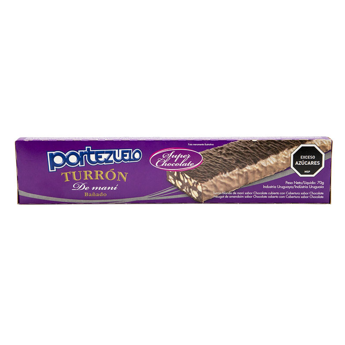 Turrón PORTEZUELO Chocolate Bañado con Chocolate 70g 