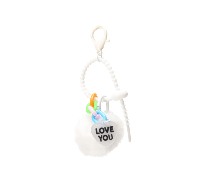 Llavero con pompon White