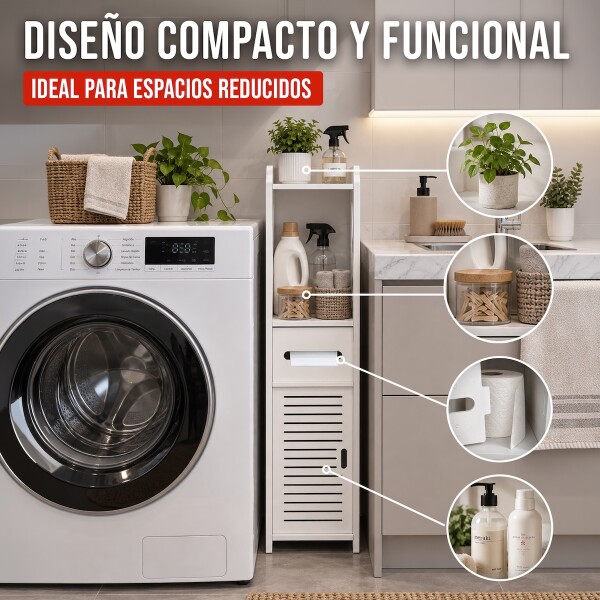 Organizador Puertas Estantes Mueble Espacios Reducidos Baño IMBACK Color Blanco Organizador Puertas Estantes Mueble Espacios Reducidos Baño IMBACK Color Blanco