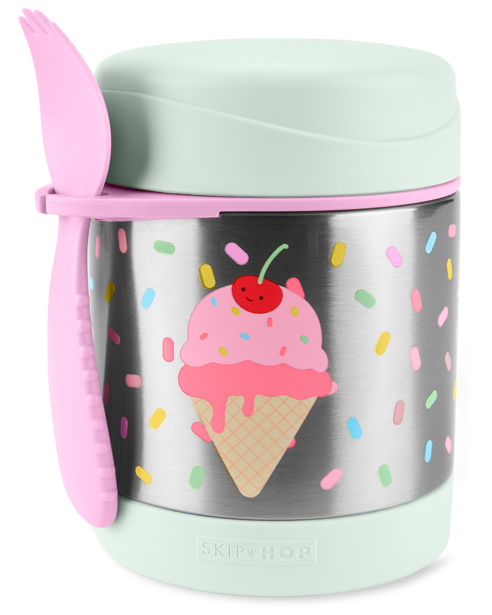 Tupper de acero inoxidable con cubierto, diseño helado Sin color