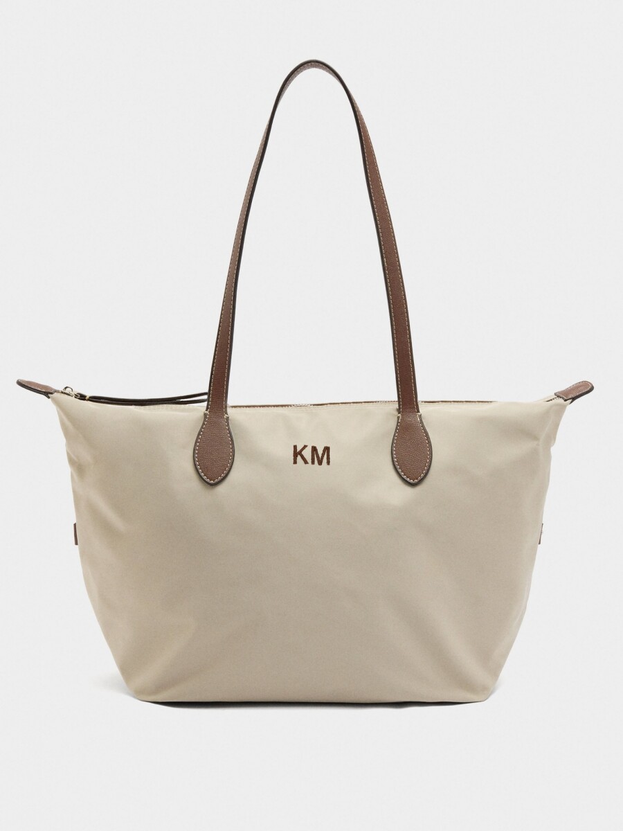 Bolso Shopper Liso De Nylon crudo