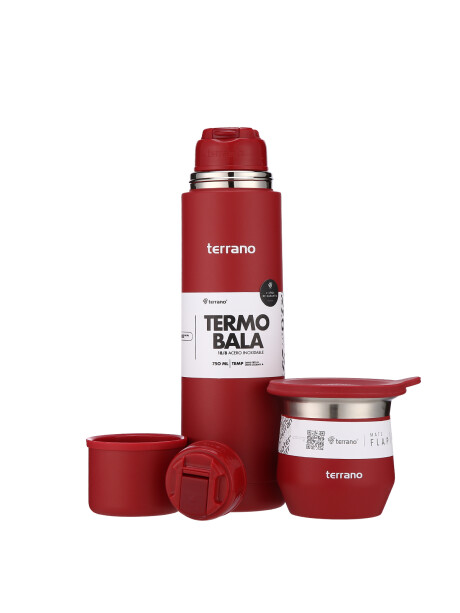 Kit Termo Acero Bala 750mL + Mate Flap Rojo